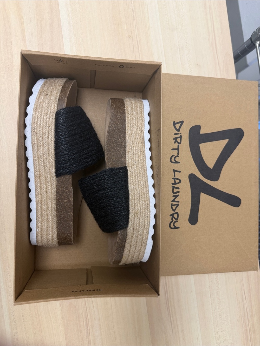 Dirty Laundry  Black Woven Platform Slide Sandals